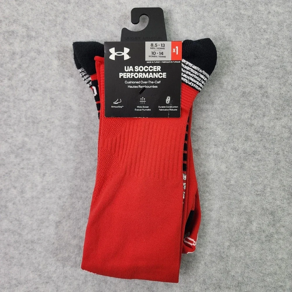 Under Armour Socks Unisex UA Soccer Performance Red Cushioned Over-The-Calf